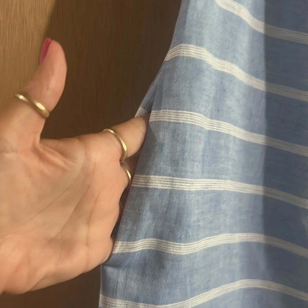 Talbots Light Blue and White Striped Sleeveless Shift Dress